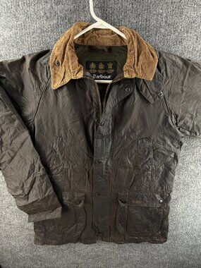Barbour Truss Waxed Jacket Men Full Zip Lightweight Small Black Hunting Outdoor